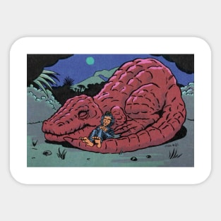 Sleeping Dinosaur and Moon Boy Sticker